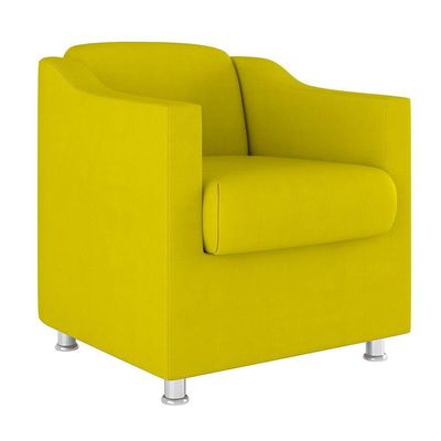 Kit 2 Poltronas Decorativas Reforçada Consultório Sala Suede Cor:Amarelo
