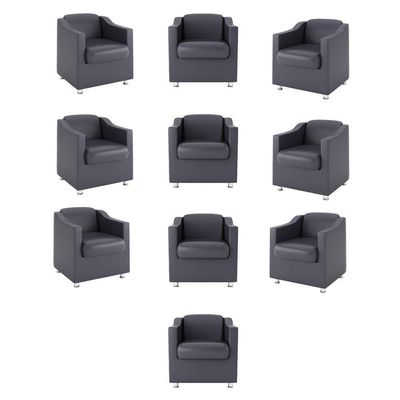 Kit 10 Poltronas Para Recepção Clínica Médica Courino Cinza