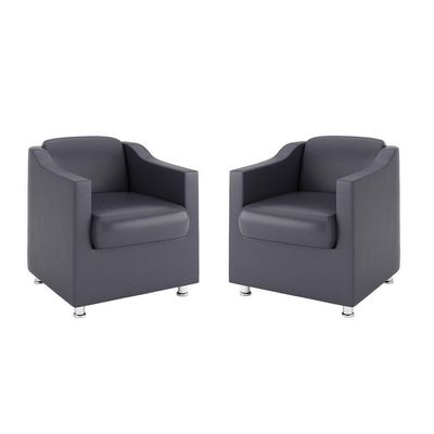 Kit 2 Poltronas Para Recepção Clínica Médica Courino Cinza