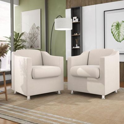 Cadeira Poltrona Decorativa Reforçada Sala De Espera ? Balaqui Decor Cor:Bege
