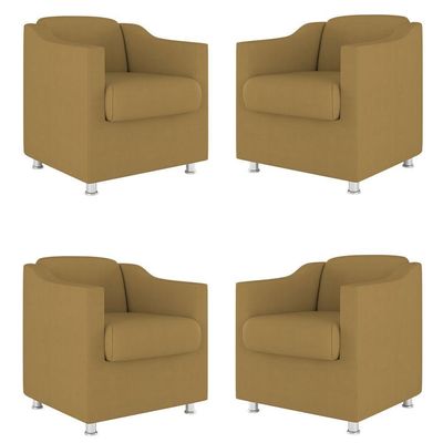 Kit 4 Poltronas Tilla Decorativas Consultório Sala Tecido Suede Cor:Capuccino