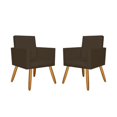 Kit 02 Poltronas Courino Marrom