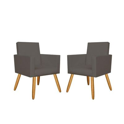 Kit 02 Poltronas Courino Cinza