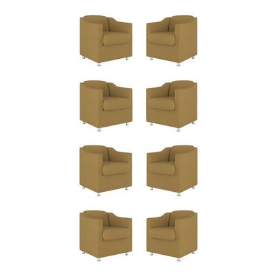 Kit 08 Poltronas Tilla Consultório Recepção Sala Suede Cor:capuccino