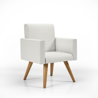 Kit 10 Poltronas Nina Decorativa Para Recepção Linho Bege