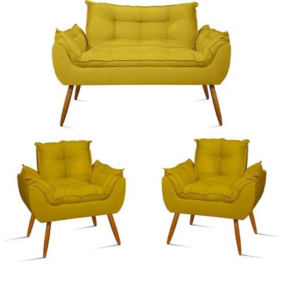 Kit Sofá Opala + 2 Poltronas Opala amarelo