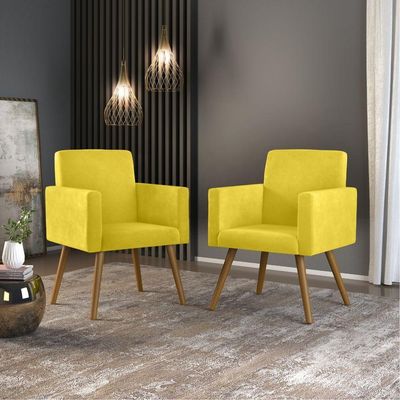 2 Poltronas Cadeiras p/ EscritóriBalaqui Decor amarelo