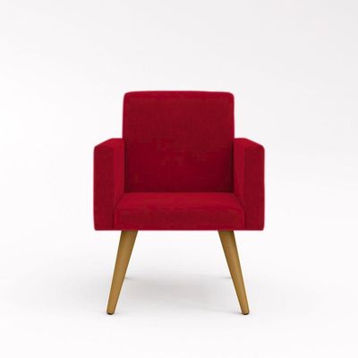 Cadeira Estofada Poltrona P/Sala Balaqui Decor vermelha