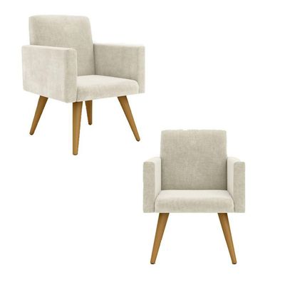 2 Cadeiras Poltronas p/ Sala Escritó. Balaqui Decor bege