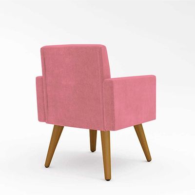 Cadeira Estofada Poltrona P/Sala Balaqui Decor rosa