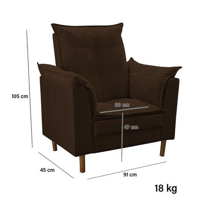 Poltrona De Amamentação Loana Com Puff Suede Marrom Escuro