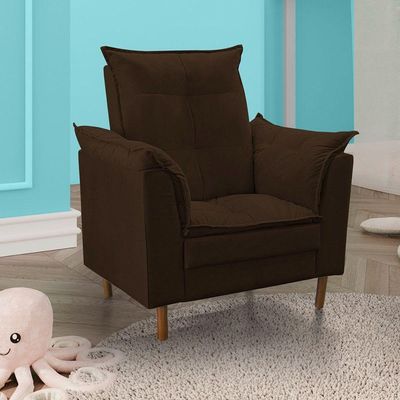Poltrona De Amamentação Loana Com Puff Suede Marrom Escuro