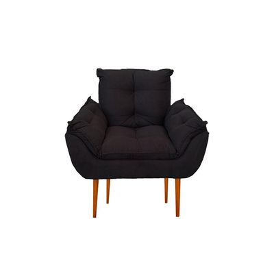 Kit 07 Poltronas Decorativas Opala Retro Consultório Suede Cor:preto