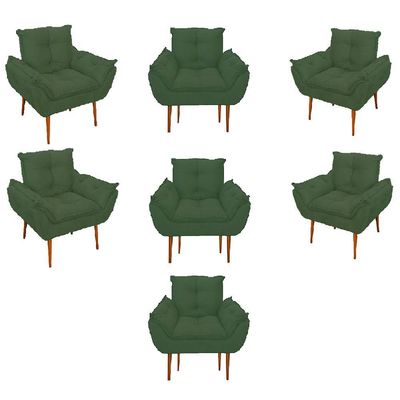 Kit 07 Poltronas Decorativas Opala Retro Consultório Cor:verde