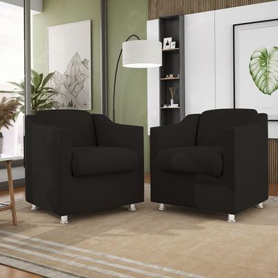 Kit 10 Cadeiras Poltronas Decorativas Sala De Espera Clinica Tecido Cor:preto