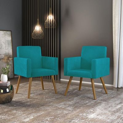 Kit 10 Cadeiras Poltronas Decorativa - Escritório - Recepção Cor:azul-turquesa