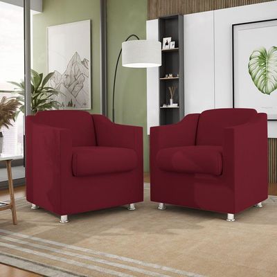 Kit 10 Cadeira Poltronas Decorativas Recepção Clinica Suede Cor:marsala