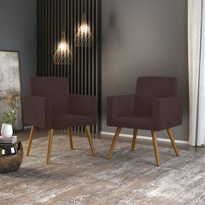 Kit 10 Cadeiras Poltronas Decorativa - Escritório - Recepção Cor:marrom