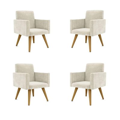 Kit 04 Poltronas Decorativa Recepção Balaqui Decor Cor:bege