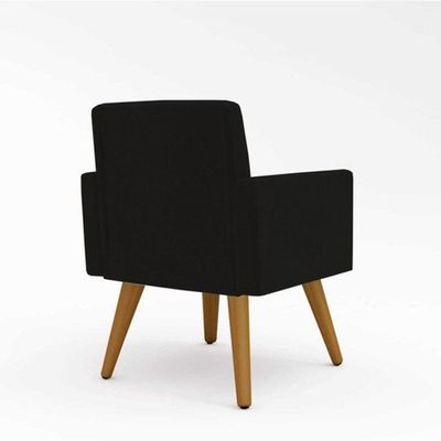 Kit 02 Poltronas Decorativas Cadeira - Sala - Escritório - Recepção - Cor Preto