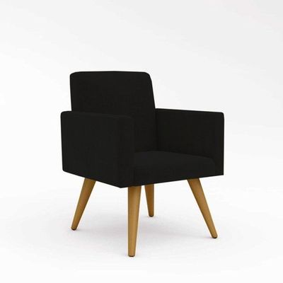 Kit 02 Poltronas Decorativas Cadeira - Sala - Escritório - Recepção - Cor Preto