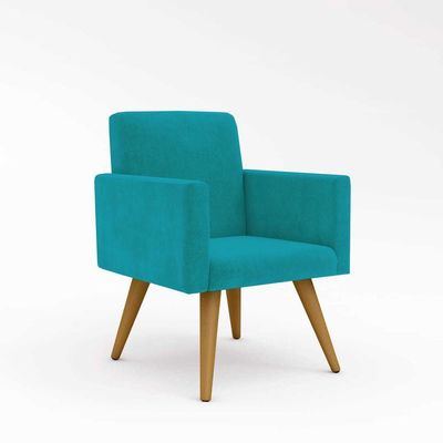 Kit 03 Poltronas Decorativa Sala Balaqui Decor Azul-turquesa