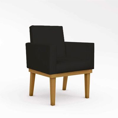 Kit 02 Cadeiras Poltronas Com Base Reforçada Para Recepção Courino Preto ? Balaqui Decor