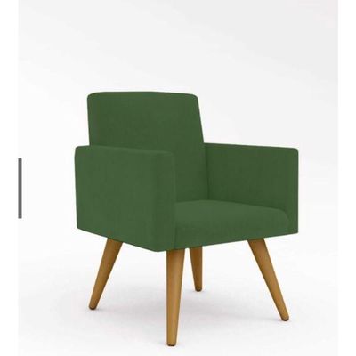 Kit 02 Poltronas + 2 Puff Suede Verde