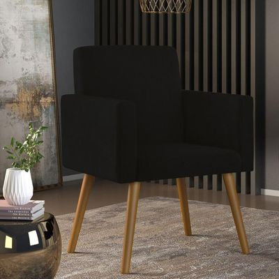 Kit 03 Poltronas Decorativa Para Recepção Cor Preta Preto
