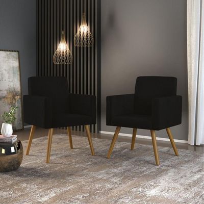 Kit 02 Poltronas Decorativa Courino Courino Preto Para Salão ? Balaqui Decor