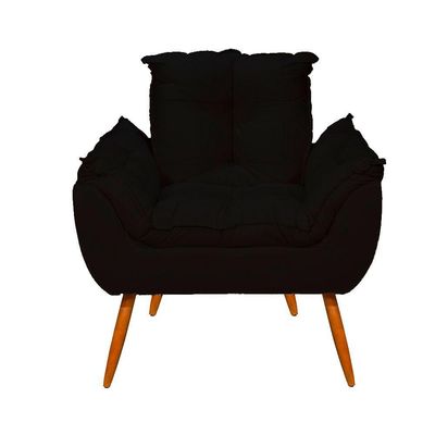 Poltrona Decorativa Opala Pés Palito - Sala, Recepção Cor:preto