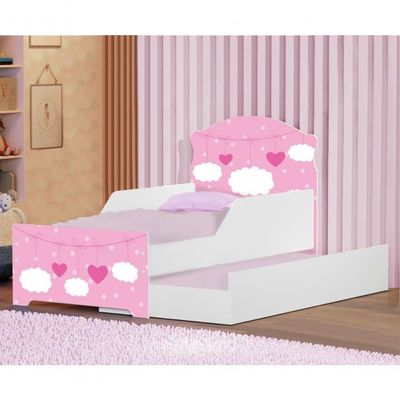 Mini Cama Infantil Com Auxiliar Rosa Com Colchões