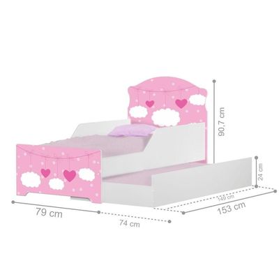 Mini Cama Infantil Com Auxiliar Rosa Com Colchões
