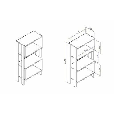 Estante Livreiro Solteiro Rt3092 C/ 2 Nichos Rustico/branco - Movelbento