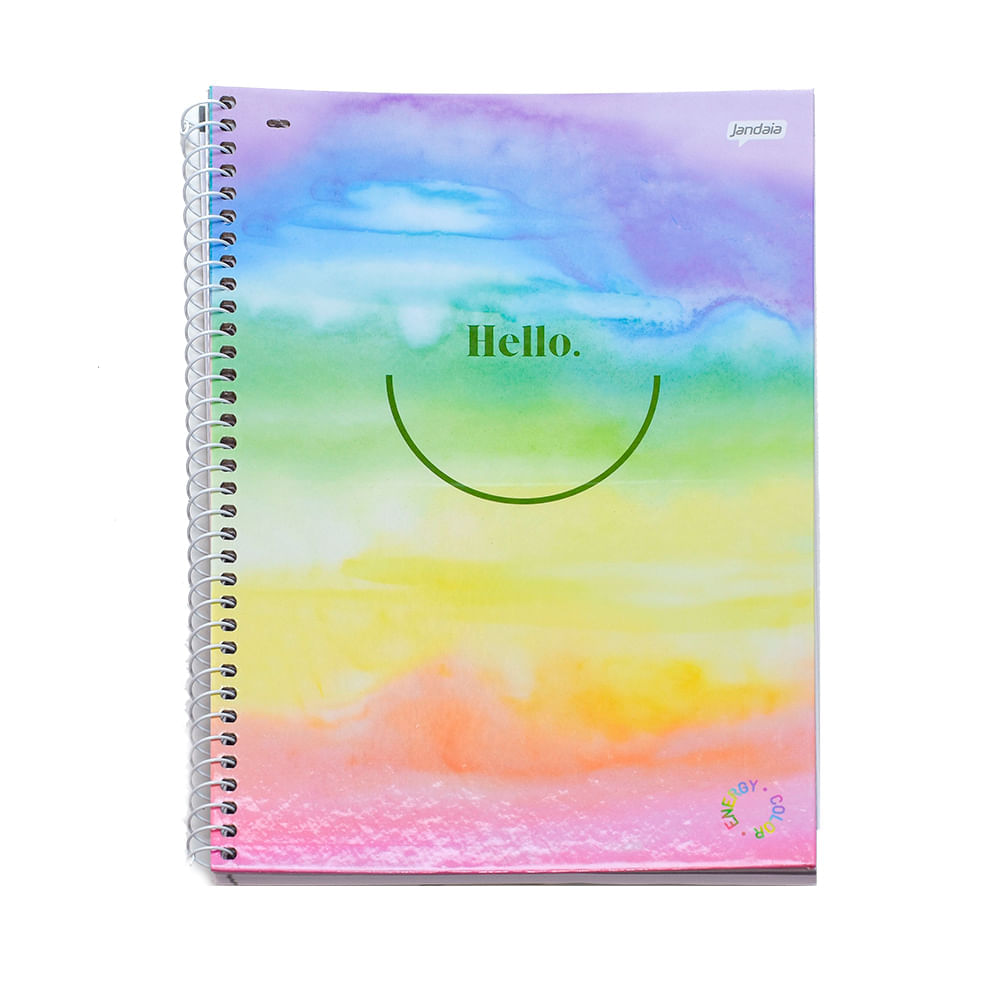 Caderno Espiral Jandaia 10 Mat 160Fls Energy Color Hello
