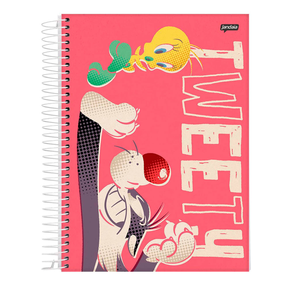 Caderno Espiral Univ CD 1 Matéria 80Fls Tweety Vermelho Jandaia