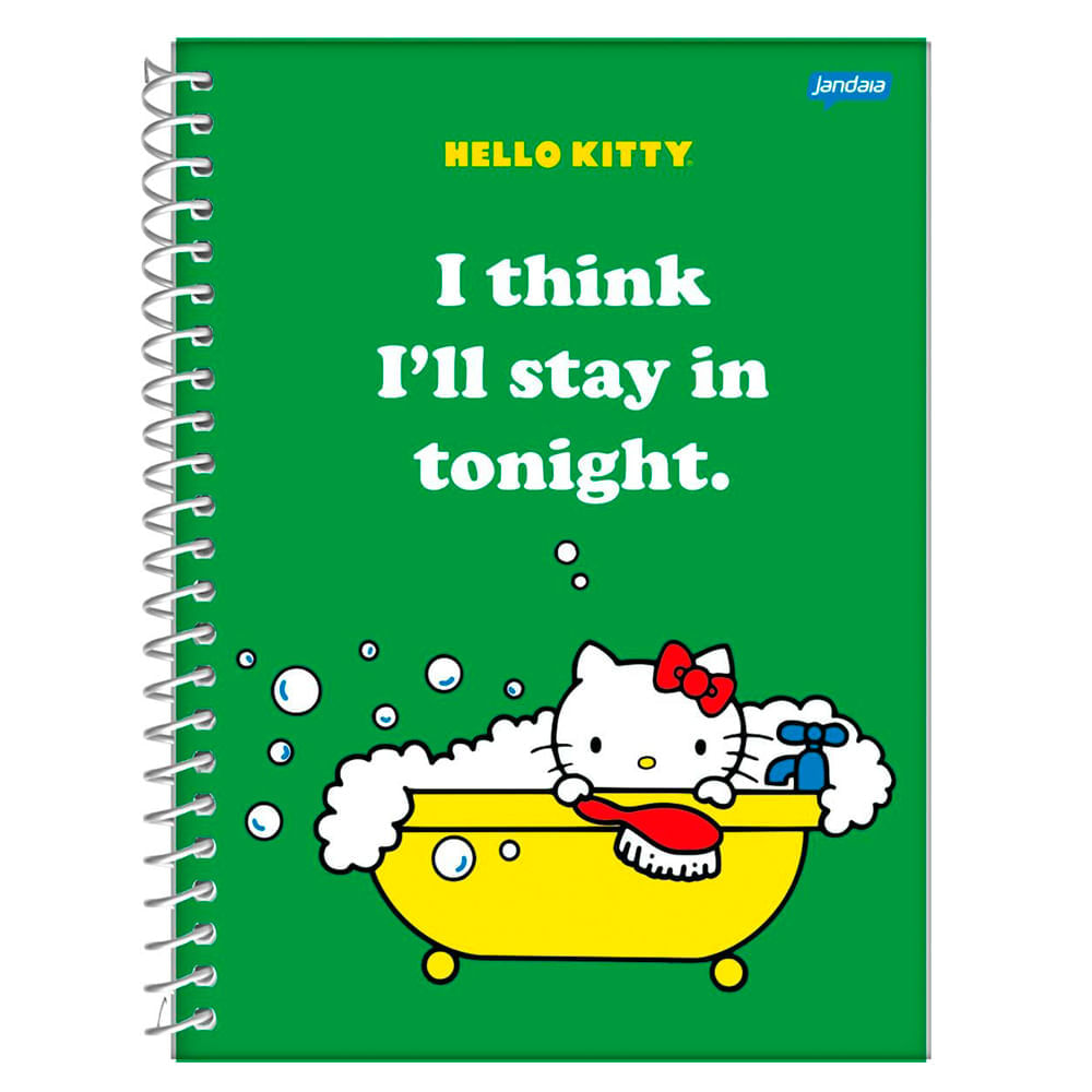 Caderno Espiral College CD 10 Matérias 160Fls Hello Kitty Verde Jandaia