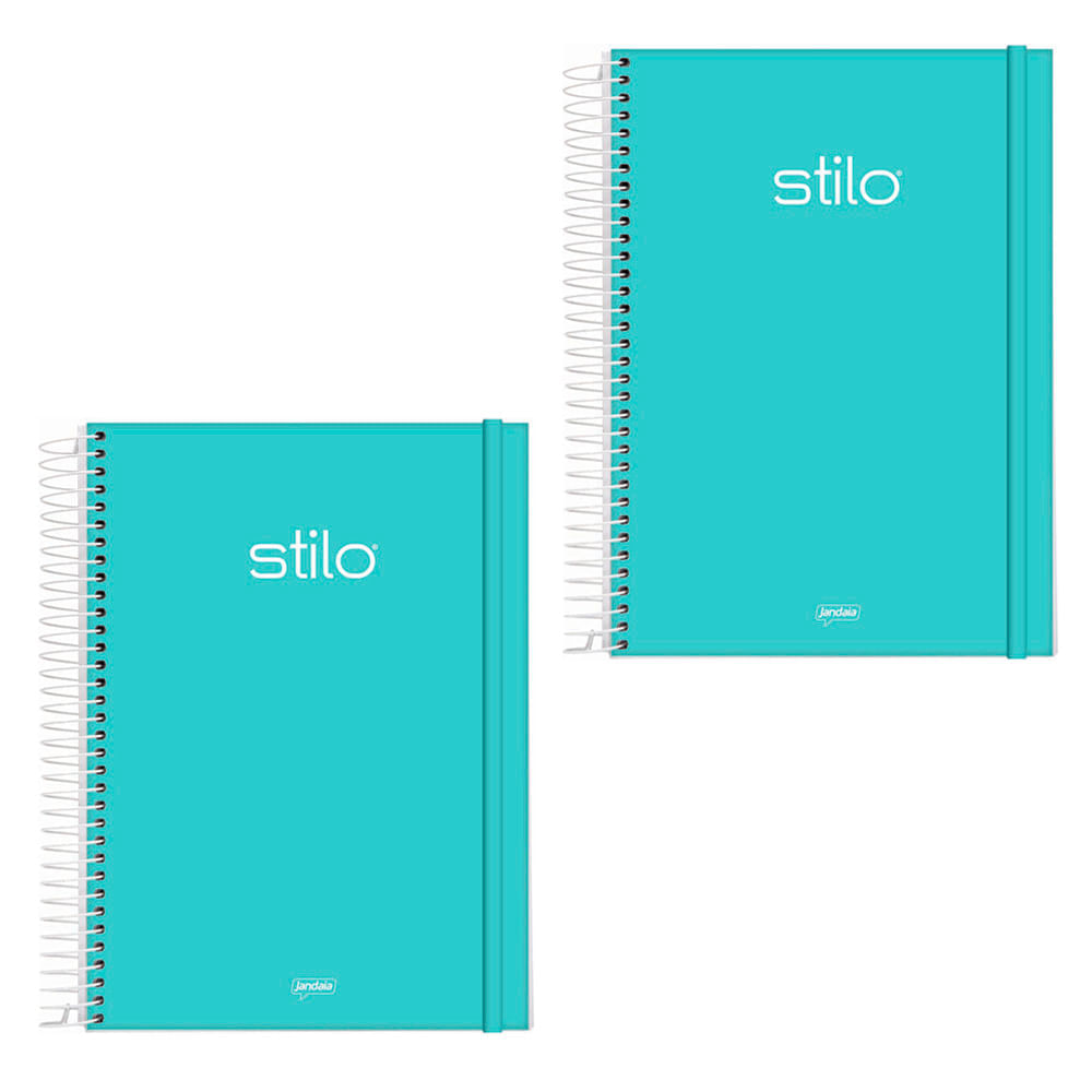 Kit 2 Cadernos Stilo Verde Pastel 1 Matéria 80 Folhas