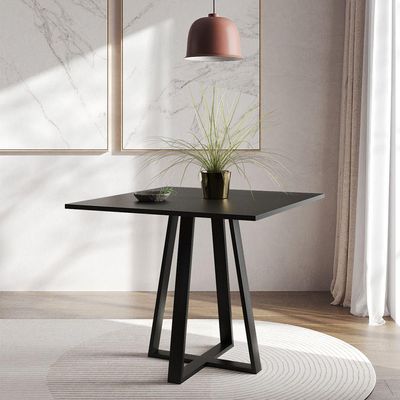 Mesa De Jantar Mônaco 90cm Preta Base Preta - Cor: Preto