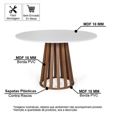Mesa De Jantar Redonda Gabi Bran/nor Com 4 Cadeiras Estofadas Ella Cinza