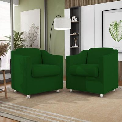 Poltrona Decorativa Escritório Cadeira Manicure Suede Cor:Verde