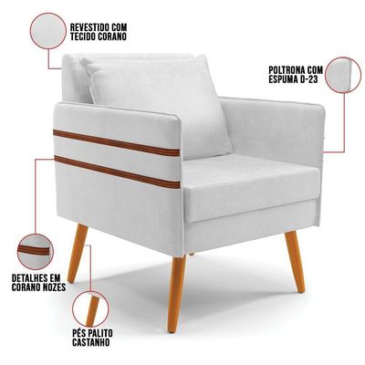 Kit 01 Namoradeira E 01 Poltrona Corano Castanho Branco