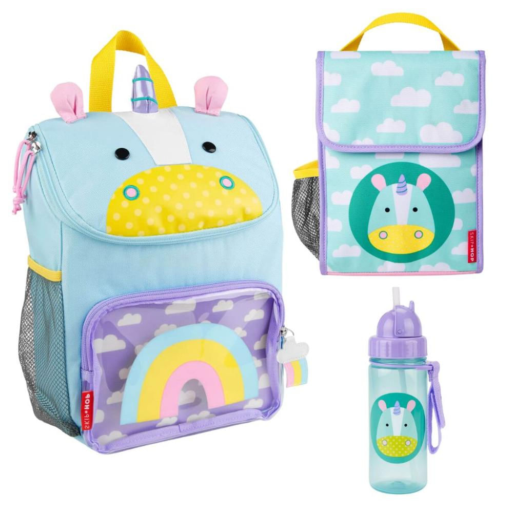 Mochila Escolar + Bento Box + Garrafa Inox - Arco-Íris Skip Hop