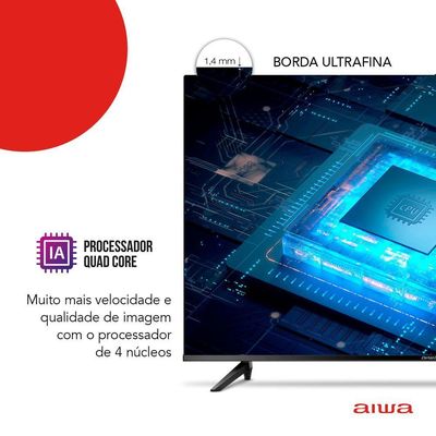 Smart TV Aiwa 50 Android 4k Comando de Voz Dolby Áudio Hdr10 AWS-TV-50-BL-02-A
