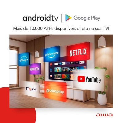 Smart Tv Aiwa 32? Android, Hd, Comando De Voz, Dolby áudio, Hdr10 - Aws-tv-32-bl-02-a Tv 32 Android