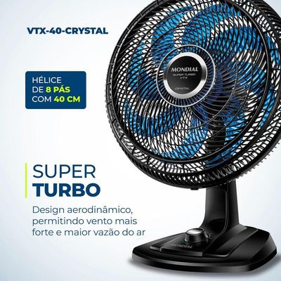 Ventilador De Mesa Super Turbo 8 Pás Mondial Vtx-40-crystal Vent 40cm Vtx-40-crystal 127v/60hz .