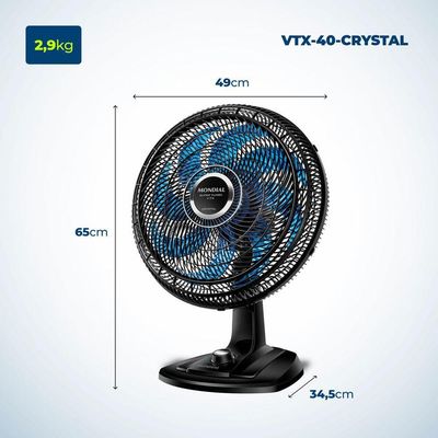 Ventilador De Mesa Super Turbo 8 Pás Mondial Vtx-40-crystal Vent 40cm Vtx-40-crystal 127v/60hz .