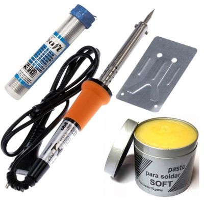 Kit Ferro de Solda Com Tubete + Pasta de Solda 127v 60w