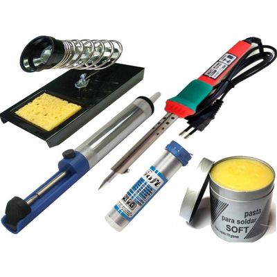Kit Ferro de Solda, Suporte, Sugador, Solda Fio, Pasta 127v 60w 110v