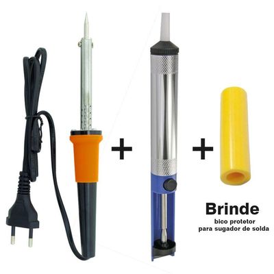 Kit Ferro De Solda Com Sugador E Bico De Silicone 110v 60w